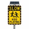Solar Powered LED Traffic Safety Sign 18x24'' Customizable Version Solar Panel Powered with Perimeter LED Beads Bright Night Day Visibility Warning Sign for Private Roads Parking Driveways SlowSignB view 1