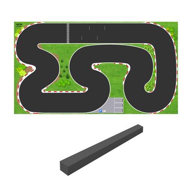 1609A Race Track with Barriers for Mini RC Cars, RC Drift Cars Racing Track for 1/43, 1/58, 1/64, and 1/72 Models - 1600x900MM