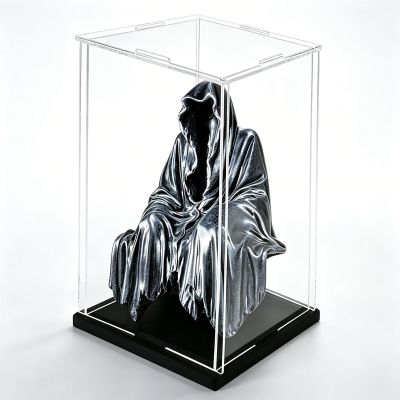 Acrylic Display Case Clear Acrylic Display Case 6 8 10 12 14 16 18 20 24 28 31 in, Dustproof Cube Showcase Box for Action Figure, Tall Transparent Collectibles Show Box(Black,10x10x40cm(4x4x16in))