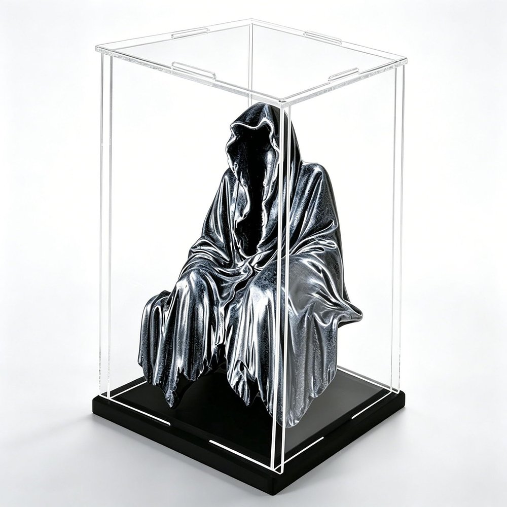Acrylic Display Case Clear Acrylic Display Case 6 8 10 12 14 16 18 20 24 28 31 in, Dustproof Cube Showcase Box for Action Figure, Tall Transparent Collectibles Show Box(Black,10x10x40cm(4x4x16in))
