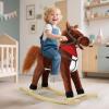 Wooden Toddler Rocking Horse for Kids Age 1-6, Ride-On with Wooden Rockers, Moving Mouth & Wagging Tail, Musical Sounds, Baby Rocking Chair, Up to 265lbs (Upgrade, M) view 3