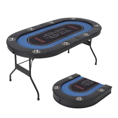 Garvee 8 Player Poker Table Foldable, Texas Holdem Table with Deepen Cup Holders & Padded Rails,No Assembly Instant Play, Portable Poker Table for Home Party, Game Night
