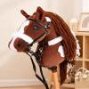 Jessruly Stick Horse Soft Plush Ride-On Toy with Beechwood Handle, Realistic Design for Active Play (Brown Spotted Pattern) view 1