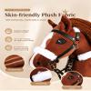 Jessruly Stick Horse Soft Plush Ride-On Toy with Beechwood Handle, Realistic Design for Active Play (Brown Spotted Pattern) view 2