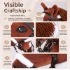 Jessruly Stick Horse Soft Plush Ride-On Toy with Beechwood Handle, Realistic Design for Active Play (Brown Spotted Pattern) view 3