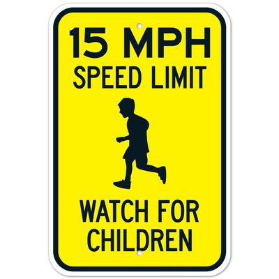 15 MPH Speed Limit Watch For Children Traffic Safety Metal Tin Sign Indoor Outdoor Use 8x12 Inch