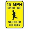15 MPH Speed Limit Watch For Children Traffic Safety Metal Tin Sign Indoor Outdoor Use 8x12 Inch view 1