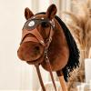 Jessruly Stick Horse Soft Plush Ride-On Toy with Beechwood Handle, Realistic Design for Active Play (Brown) view 1