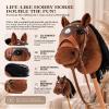 Jessruly Stick Horse Soft Plush Ride-On Toy with Beechwood Handle, Realistic Design for Active Play (Brown) view 4