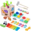 ZQsmgs Multifunctional Wooden Activity Cube Toy, Montessori Educational Playset with Hammering view 1