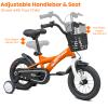 KWOJU Kids Bike for 2-7 Years Old,16 Inch Kids Bicycle with Training Wheels, Doll Seat, Streamers and Basket, Toddler Girl Bicycle with Front V-Brake & Coaster Brake, Birthday Gift (Orange, 16 Inch) view 2