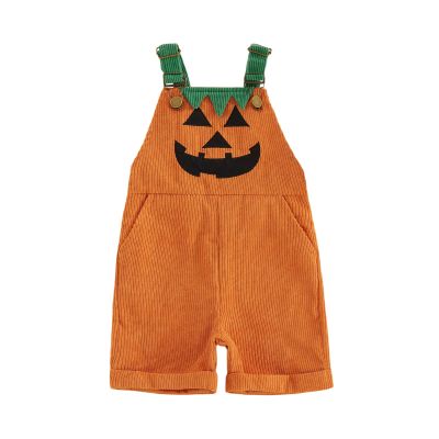 Rourufy Toddler Baby Boy Halloween Outfit Pumpkin Overalls Corduroy Romper