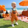 Rourufy Toddler Baby Boy Halloween Outfit Pumpkin Overalls Corduroy Romper view 2