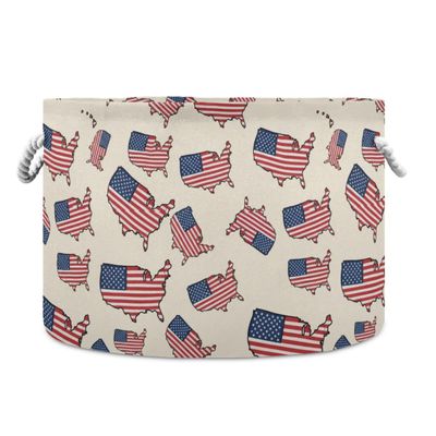 Takiito American Land Storage Basket for Organizing, Fabric Collapsible Basket with Cotton Rope Handle for Bathroom Laundry Nursery