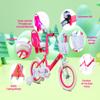 Clyrava Girls Bike for Ages 2-7, 12/14/16 Inch Red Kids Bicycle with Training Wheels, Adjustable Seat, Front Basket, Doll Seat, Streamers, Front V-Brake, Princess Style Bicycle (Red, 14) view 4