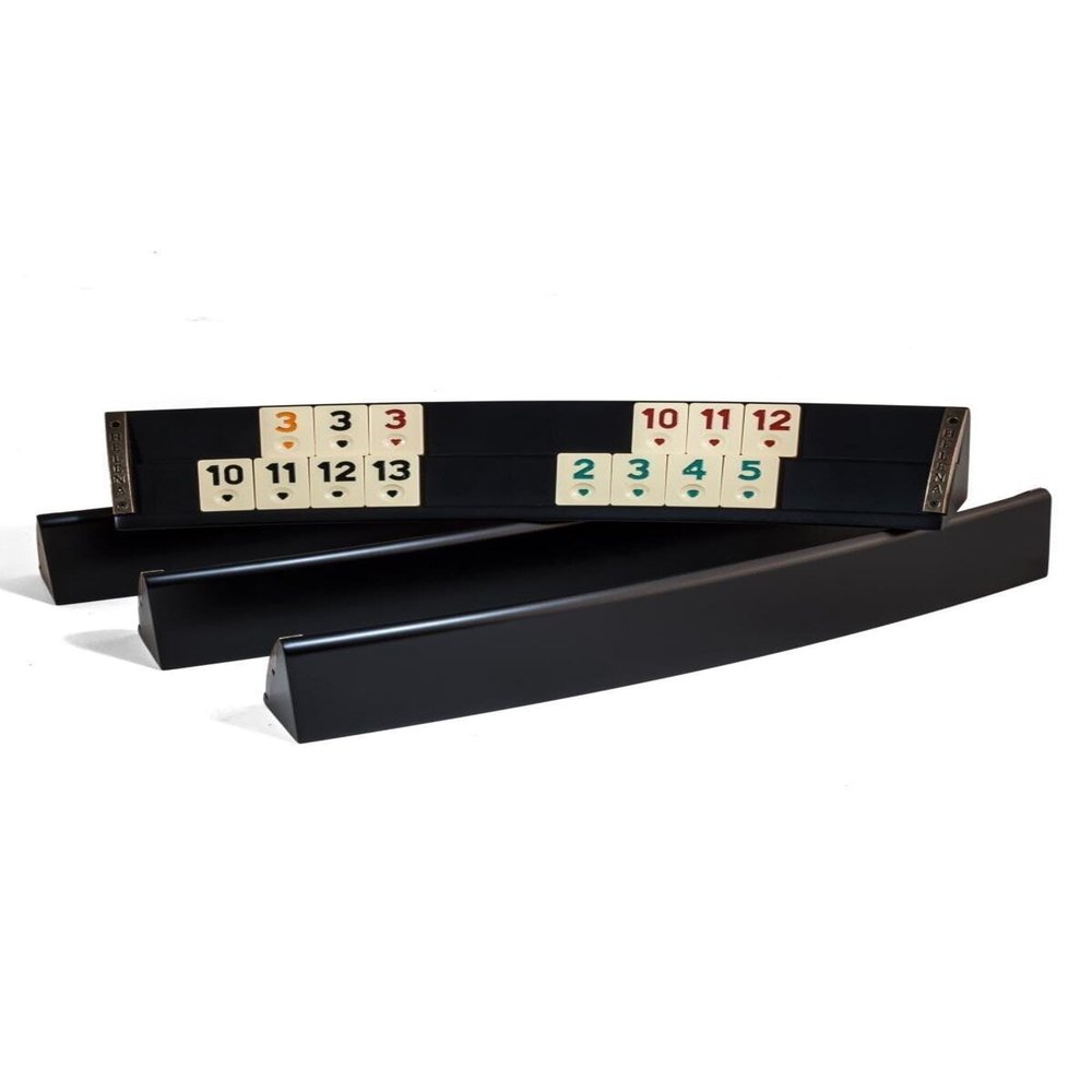 6-Person Oval Okey Set Handmade Solid Wood Case with Mosaic Inlay Includes 212 Stones and Leather Bag