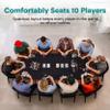 SereneLife 7ft Poker Table for 10 Players - Heavy Duty Oval Texas Hold'em Casino Table for Game Room, 25mm Reinforced Metal Legs, Durable Black PVC Rail, 10 Deep Cup Holders & Professional Layout view 3