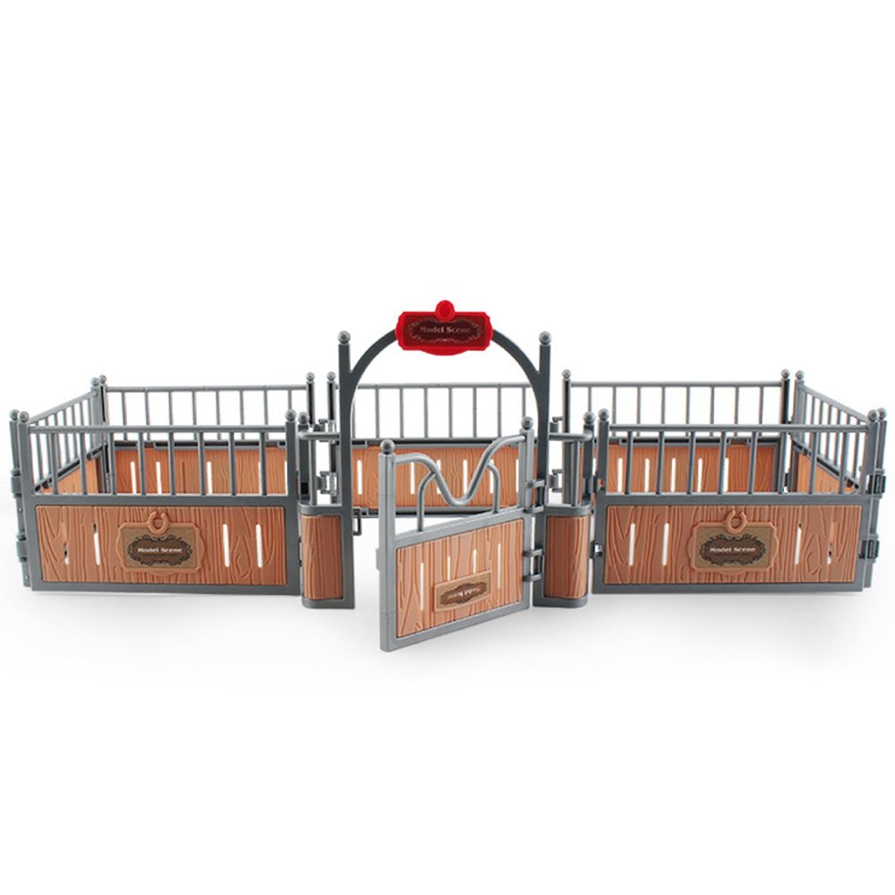 Tsawntd Horse Stable Playset Fence 17.3x7.9x5.9'' Realistic Plastic Horse Barn Playset Fence Imaginary & Creative Educational Toys Accessories for Lovers Toys Barn
