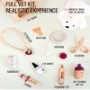 Jessruly Pretend Play Vet Kit Wooden & Plush Veterinary Set with Stethoscope, Syringe, Thermometer & Pet Carrier Imaginative Animal Care Playse view 3