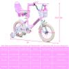 Clyrava Girls Bike with Training Wheels and Basket for 2-7 Years Old, 12 14 16 Inch Kids Bicycle with Adjustable Seat, Doll Seat & Colorful Streamers, Pink Kids' Bikes for Birthday Gift (Pink, 12") view 2