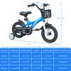Clyrava Boys Bike with Training Wheels and Basket for 3-7 Years Old, 12 14 16 Inch Kids Bicycle with Adjustable Seat, Doll Seat & Colorful Streamers, Blue Kids' Bikes for Birthday Gift (Blue, 12") view 2