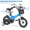 Clyrava Boys Bike with Training Wheels and Basket for 3-7 Years Old, 12 14 16 Inch Kids Bicycle with Adjustable Seat, Doll Seat & Colorful Streamers, Blue Kids' Bikes for Birthday Gift (Blue, 12") view 3