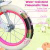Beuiosda Kids Bike, Girls Bike for Kids Ages 2-7 Years, 12 14 16 Inch with Training Wheels, Doll Seat and Streamers, Little Girls Bike for Ages Sidewalk Adventure, Birthday Gift (Red, 14) view 3