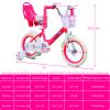 Clyrava Girls Bike with Training Wheels and Basket for 2-7 Years Old, 12 14 16 Inch Kids Bicycle with Adjustable Seat, Doll Seat & Colorful Streamers, Red Kids' Bikes for Birthday Gift (Red, 12") view 2