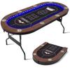 BEHOO 71" LED Poker Table, 8 Player Folding Texas Holdem Table with Padded Rails & Cup Holders, Casino Poker Table with Built-in LED Lights, Oval Portable Blackjack Tables Leisure (Black) view 1