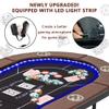 BEHOO 71" LED Poker Table, 8 Player Folding Texas Holdem Table with Padded Rails & Cup Holders, Casino Poker Table with Built-in LED Lights, Oval Portable Blackjack Tables Leisure (Black) view 3
