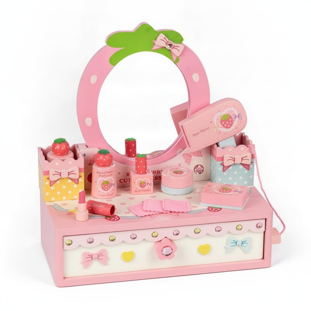 Jinhxofs Miniature Accessories Dress Vanity Set Smooth Edges Wooden Vanity Toy