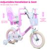 Beuiosda Kids Bike, Girls Bike for Kids Ages 2-7 Years, 12 14 16 Inch with Training Wheels, Doll Seat and Streamers, Little Girls Bike for Ages Sidewalk Adventure, Birthday Gift (Pink, 12) view 4