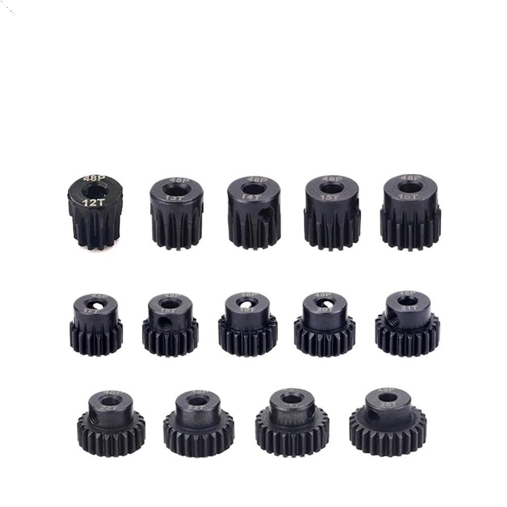 48DP 3.175mm 12t 13t 14t 15t 16t 17t 18t 19t 20t 22t 24t 25t Black Small Gear Motor Gear Suitable For 1/10 Control Model Car Motor(12T)