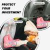 XBubupX Watercolor Pink Peach Mint Cream Striped Bow Car Seat Back Kick Protectors,2 Pack Kick Mats with Storage Pockets for Vehicles to Protect from Dirt Mud Scratches view 4