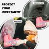 XBubupX Pink Peony Flower Car Seat Back Kick Protectors,2 Pack Kick Mats with Storage Pockets for Vehicles to Protect from Dirt Mud Scratches view 4