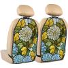 XBubupX White Pale Blue Chrysanthemum Flower Pattern Car Seat Back Kick Protectors,2 Pack Kick Mats with Storage Pockets for Vehicles to Protect from Dirt Mud Scratches view 1