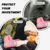 XBubupX White Pale Blue Chrysanthemum Flower Pattern Car Seat Back Kick Protectors,2 Pack Kick Mats with Storage Pockets for Vehicles to Protect from Dirt Mud Scratches view 4