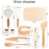 Jessruly Safe Wood and Pastry Knife Set 10 Pieces Montessori Cooking Tools for Real Kitchen, Natural Wood Kitchen Set view 2