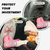 XBubupX Watercolor Pink Bow On Striped Cream Car Seat Back Kick Protectors,2 Pack Kick Mats with Storage Pockets for Vehicles to Protect from Dirt Mud Scratches view 4