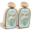 XBubupX Pastel Mint and White Striped Flowers Car Seat Back Kick Protectors,2 Pack Kick Mats with Storage Pockets for Vehicles to Protect from Dirt Mud Scratches view 1