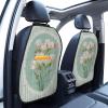 XBubupX Pastel Mint and White Striped Flowers Car Seat Back Kick Protectors,2 Pack Kick Mats with Storage Pockets for Vehicles to Protect from Dirt Mud Scratches view 2