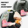 XBubupX Pastel Mint and White Striped Flowers Car Seat Back Kick Protectors,2 Pack Kick Mats with Storage Pockets for Vehicles to Protect from Dirt Mud Scratches view 4