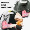 XBubupX Watercolor Flowing Black and White Striped Bow Car Seat Back Kick Protectors,2 Pack Kick Mats with Storage Pockets for Vehicles to Protect from Dirt Mud Scratches view 4