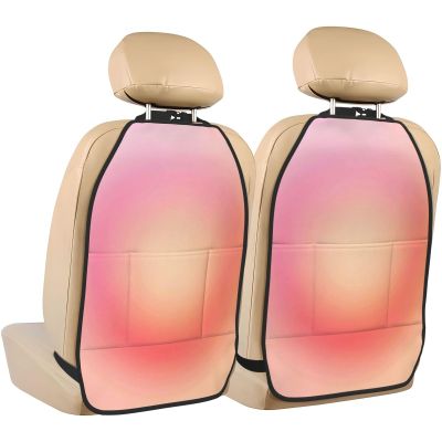 XBubupX Light Pink Orange Gradient Blurred Circular Car Seat Back Kick Protectors,2 Pack Kick Mats with Storage Pockets for Vehicles to Protect from Dirt Mud Scratches
