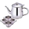 Kids Tea Set Includes Portable 330ml Stainless Steel Long Spout Teapot with Filter Screen and 4 70ml Cups for Children Camping Home Kids Tea Set, Small Teapot, Stainless Steel view 2