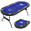 BEHOO 71" LED Poker Table, 8 Player Folding Texas Holdem Table with Padded Rails & Cup Holders, Casino Poker Table with Built-in LED Lights, Oval Portable Blackjack Tables Leisure (Blue) view 1
