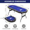 BEHOO 71" LED Poker Table, 8 Player Folding Texas Holdem Table with Padded Rails & Cup Holders, Casino Poker Table with Built-in LED Lights, Oval Portable Blackjack Tables Leisure (Blue) view 2