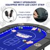 BEHOO 71" LED Poker Table, 8 Player Folding Texas Holdem Table with Padded Rails & Cup Holders, Casino Poker Table with Built-in LED Lights, Oval Portable Blackjack Tables Leisure (Blue) view 3