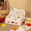 FytStycale Wooden Kitchen Cooktop Toy Printed Illustrations Pretend Kitchen Cooktop Fine Motor Skills Pretend Cooking Set view 2