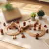 FytStycale Wooden Rail-Building Toy Interlocking Tracks Looped Railway Set Pretend Town Wooden Railway Station view 4